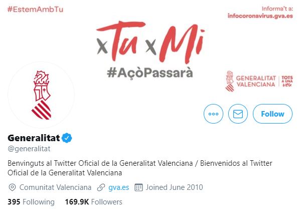 Captura Twitter Generalitat Valenciana