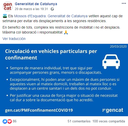 Publicacion Facebook Gob catalan 2
