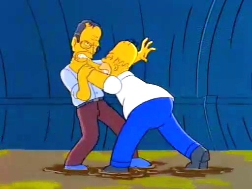 Homer peleando con George Bush Sr